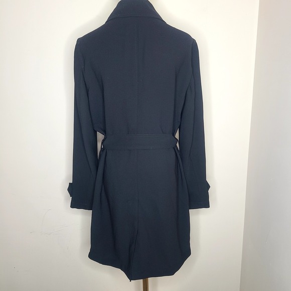 Lauren Ralph Lauren Drape Lapel Crepe Belted Coat Black Women's Size 8 - Picture 7 of 9